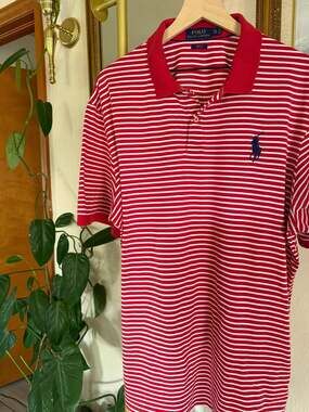 Polo Ralph Lauren Pro Fit Red White Striped Pima Cotton Polo XXL